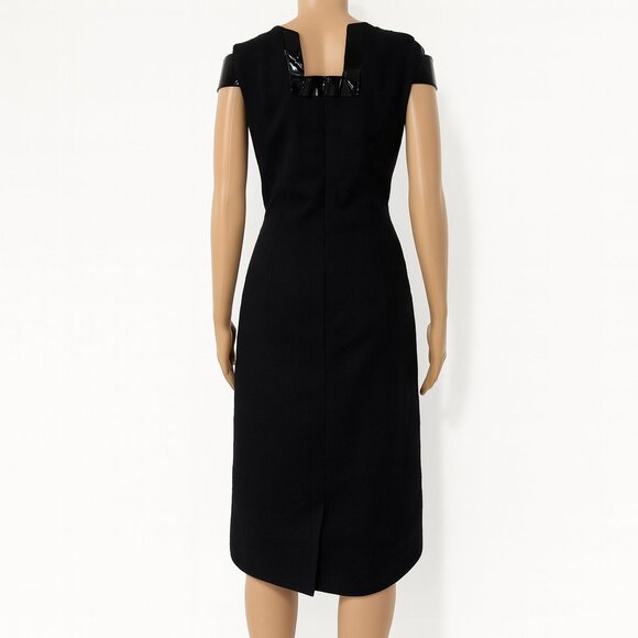 Joanna Mastroianni  Black Dress Glossy Trim Off-Shoulder - Size 8 - Picture 2 of 5